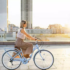 NAYSAYE Vélo de plage Cruiser 24 pouces pour femme, vélo de ville 7 vitesses avec double frein en V, vélo de ville pour adulte femme, homme