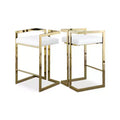 Meridian Furniture,Ezra White Vegan Leather Stool, Set of 2