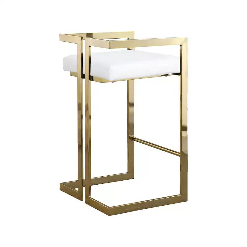 Meridian Furniture, Tabouret Ezra en cuir végétalien blanc, Lot de 2