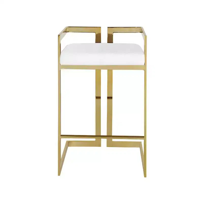 Meridian Furniture, Tabouret Ezra en cuir végétalien blanc, Lot de 2