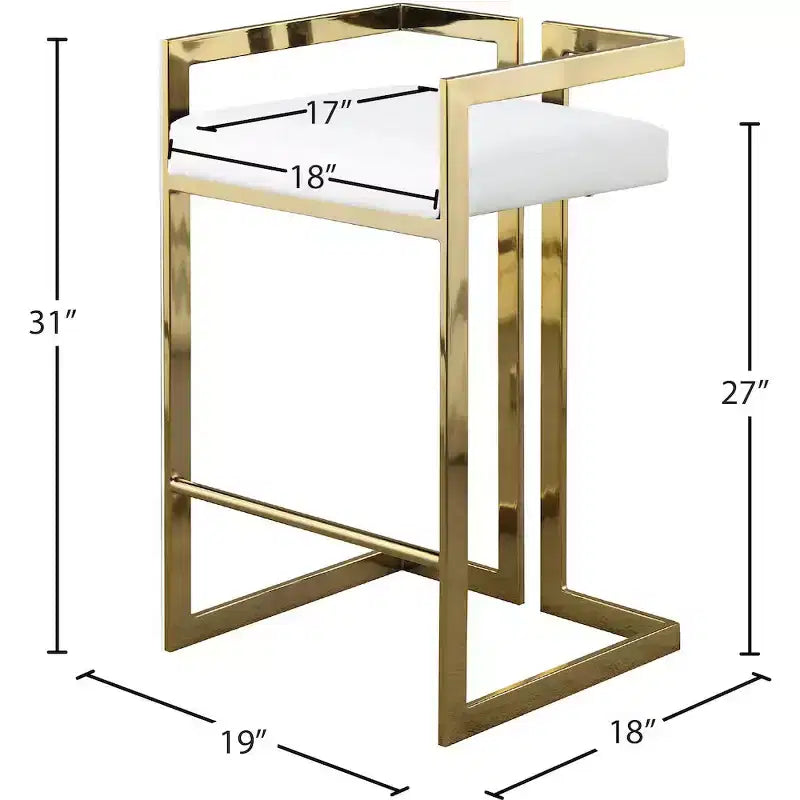 Meridian Furniture, Tabouret Ezra en cuir végétalien blanc, Lot de 2