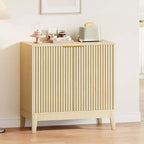 Buffet cannelé moderne de 31,5 po avec rangement en bois, style milieu de siècle, meuble de bar à café, enfilade, armoire de rangement d'appoint, console