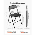 Lot de 4 chaises pliantes rembourrées en cuir PVC avec cadre métallique robuste