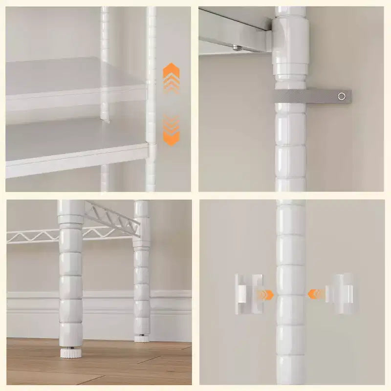 Organisateur réglable 28 au-dessus laveuse-sécheuse, étagère de rangement à 5 niveaux pour buanderie, double étagères en bois, unité d'étagères peu encombrante pour salle de bain, buanderie