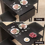 Ensemble table de bar et 2 chaises, table de bar haute de cuisine, ensemble de salle à manger en bois hauteur bar, étagères de rangement à 3 niveaux, 2 tabourets, pour petits espaces