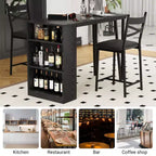 Ensemble table de bar et 2 chaises, table de bar haute de cuisine, ensemble de salle à manger en bois hauteur bar, étagères de rangement à 3 niveaux, 2 tabourets, pour petits espaces