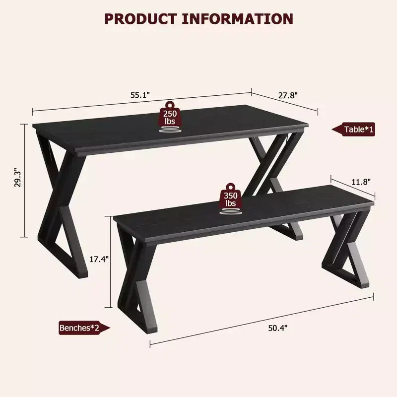Ensemble table et chaises pour 4-6 personnes, ensemble de table de cuisine, panneau en MDF, cadre métallique robuste, montage facile, pour cuisine, salle à manger