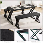 Ensemble table et chaises pour 4-6 personnes, ensemble de table de cuisine, panneau en MDF, cadre métallique robuste, montage facile, pour cuisine, salle à manger