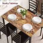 Ensemble de 5 chaises de salle à manger avec table de cuisine, structure en métal et plateau en bois, table à dîner carrée, montage facile, pour la maison