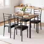 Ensemble de 5 chaises de salle à manger avec table de cuisine, structure en métal et plateau en bois, table à dîner carrée, montage facile, pour la maison
