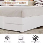 Cadre de lit en bois COZONY avec tête de lit rembourrée, lattes en bois solides, pas besoin de sommier tapissier
