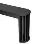 Longue console avec rangement, Table d'entrée minimaliste avec tiroirs et Table de couloir en bois avec design à lignes courbes et droites