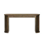 Longue console avec rangement, Table d'entrée minimaliste avec tiroirs et Table de couloir en bois avec design à lignes courbes et droites