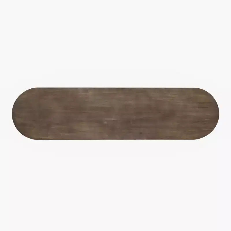 Longue console avec rangement, Table d'entrée minimaliste avec tiroirs et Table de couloir en bois avec design à lignes courbes et droites