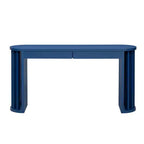 Longue console avec rangement, Table d'entrée minimaliste avec tiroirs et Table de couloir en bois avec design à lignes courbes et droites