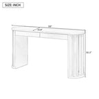 Longue console avec rangement, Table d'entrée minimaliste avec tiroirs et Table de couloir en bois avec design à lignes courbes et droites