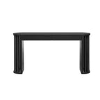 Longue console avec rangement, Table d'entrée minimaliste avec tiroirs et Table de couloir en bois avec design à lignes courbes et droites