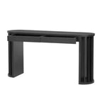 Longue console avec rangement, Table d'entrée minimaliste avec tiroirs et Table de couloir en bois avec design à lignes courbes et droites