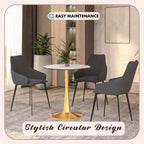 Table à manger ronde LeisureMod Bristol 24, dessus en MDF moderne et table d'appoint à piédestal doré pour café ou salle à manger