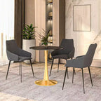 Table à manger ronde LeisureMod Bristol 24, dessus en MDF moderne et table d'appoint à piédestal doré pour café ou salle à manger
