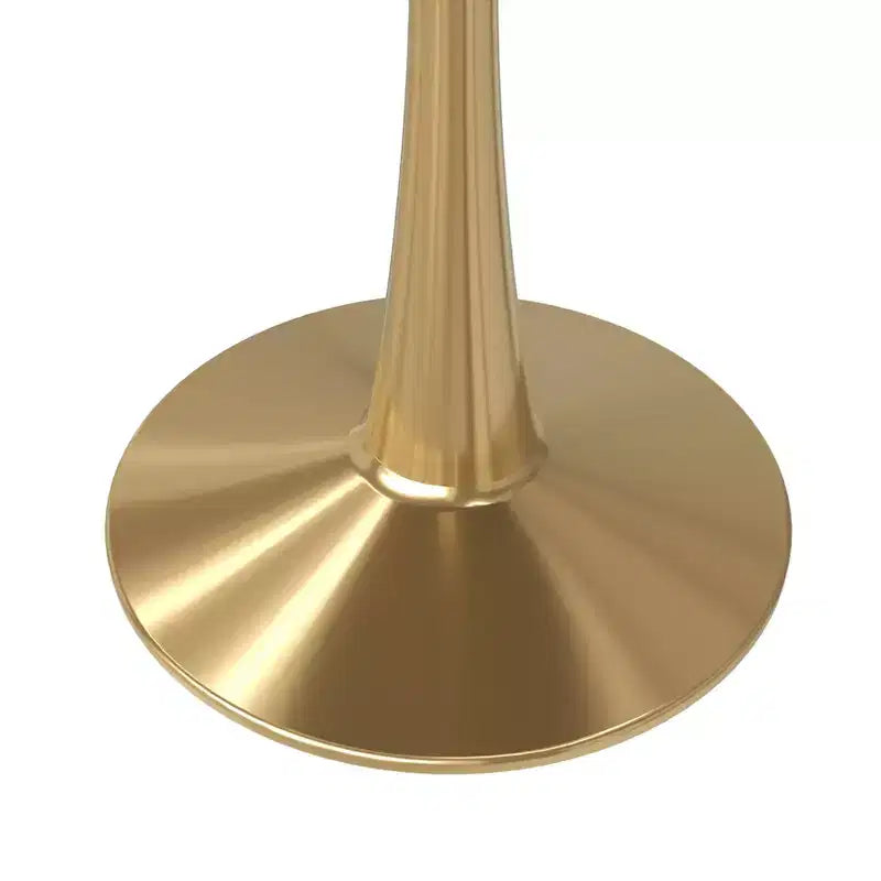 Table à manger ronde LeisureMod Bristol 24, dessus en MDF moderne et table d'appoint à piédestal doré pour café ou salle à manger