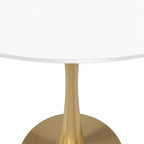 Table à manger ronde LeisureMod Bristol 24, dessus en MDF moderne et table d'appoint à piédestal doré pour café ou salle à manger