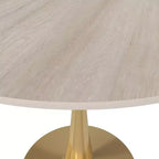 Table à manger ronde LeisureMod Bristol 24, dessus en MDF moderne et table d'appoint à piédestal doré pour café ou salle à manger