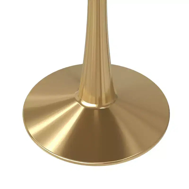 Table à manger ronde LeisureMod Bristol 24, dessus en MDF moderne et table d'appoint à piédestal doré pour café ou salle à manger