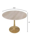 Table à manger ronde LeisureMod Bristol 24, dessus en MDF moderne et table d'appoint à piédestal doré pour café ou salle à manger