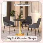 Table à manger ronde LeisureMod Bristol 24, dessus en MDF moderne et table d'appoint à piédestal doré pour café ou salle à manger