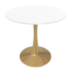 Table à manger ronde LeisureMod Bristol 24, dessus en MDF moderne et table d'appoint à piédestal doré pour café ou salle à manger