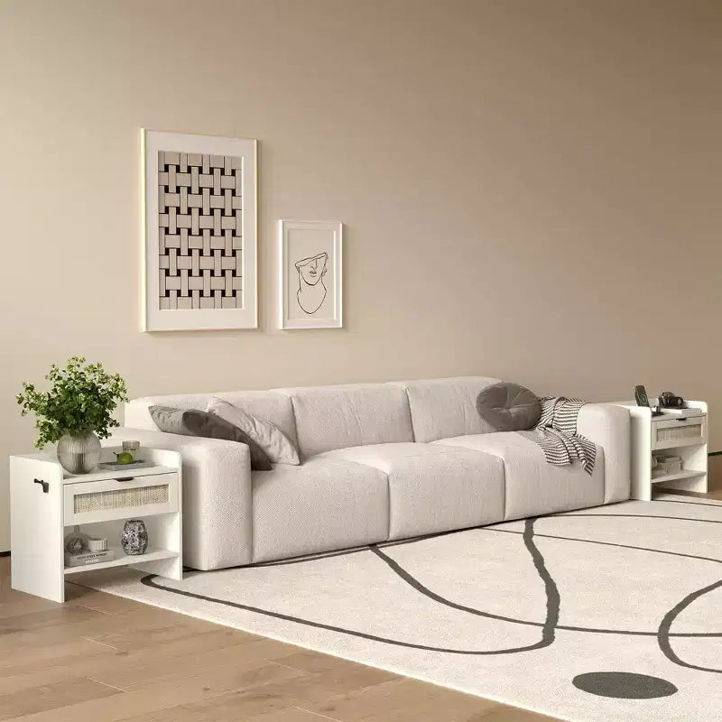 Lot de 2 tables de chevet en rotin, table de chevet avec station de recharge et port USB-C, table de chevet bohème avec tiroir et étagère ouverte, table d'appoint