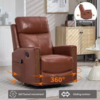 Fauteuil inclinable manuel en cuir véritable avec massage chauffant, fonction bascule et pivotement