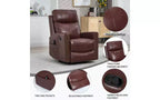 Fauteuil inclinable manuel en cuir véritable avec massage chauffant, fonction bascule et pivotement