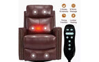 Fauteuil inclinable manuel en cuir véritable avec massage chauffant, fonction bascule et pivotement