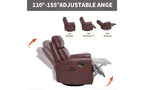 Fauteuil inclinable manuel en cuir véritable avec massage chauffant, fonction bascule et pivotement
