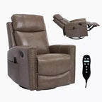 Fauteuil inclinable manuel en cuir véritable avec massage chauffant, fonction bascule et pivotement
