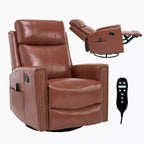 Fauteuil inclinable manuel en cuir véritable avec massage chauffant, fonction bascule et pivotement