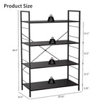 Grande bibliothèque avec cadre en acier, étagère haute à 4 niveaux, 75 x 36,6 x 114 cm, style industriel, étagère à livres pour salon, bureau à domicile, bureau.