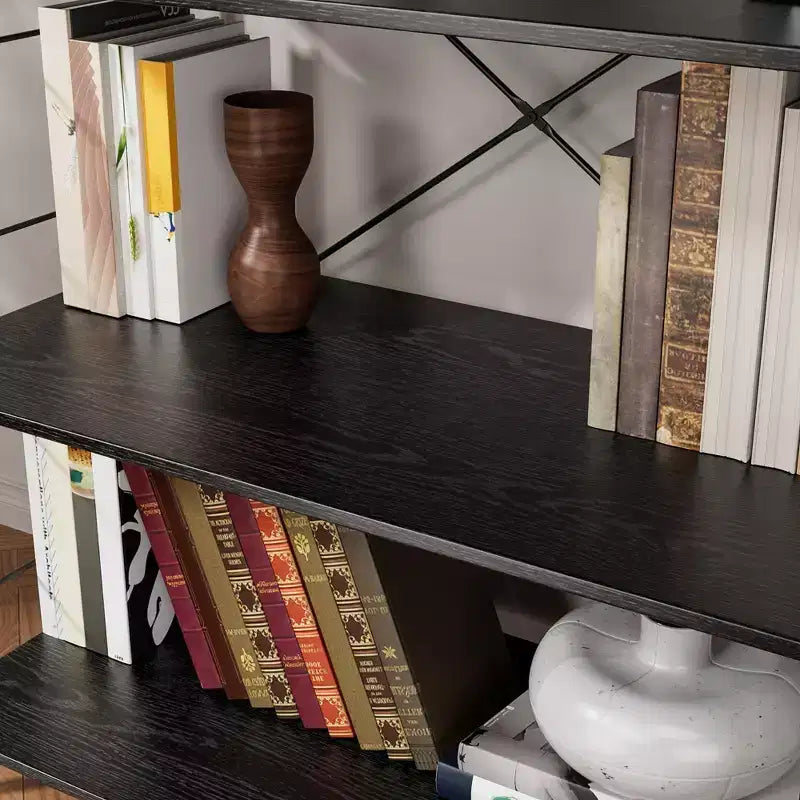 Grande bibliothèque avec cadre en acier, étagère haute à 4 niveaux, 75 x 36,6 x 114 cm, style industriel, étagère à livres pour salon, bureau à domicile, bureau.