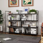 Grande bibliothèque avec cadre en acier, étagère haute à 4 niveaux, 75 x 36,6 x 114 cm, style industriel, étagère à livres pour salon, bureau à domicile, bureau.