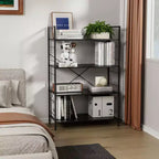 Grande bibliothèque avec cadre en acier, étagère haute à 4 niveaux, 75 x 36,6 x 114 cm, style industriel, étagère à livres pour salon, bureau à domicile, bureau.
