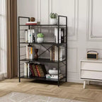 Grande bibliothèque avec cadre en acier, étagère haute à 4 niveaux, 75 x 36,6 x 114 cm, style industriel, étagère à livres pour salon, bureau à domicile, bureau.