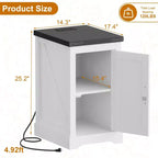 Table d'appoint de ferme avec station de recharge et 2 ports USB-C Table de chevet moderne avec 2 prises CA, étagère réglable et gestion des câbles