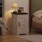 Table d'appoint de ferme avec station de recharge et 2 ports USB-C Table de chevet moderne avec 2 prises CA, étagère réglable et gestion des câbles
