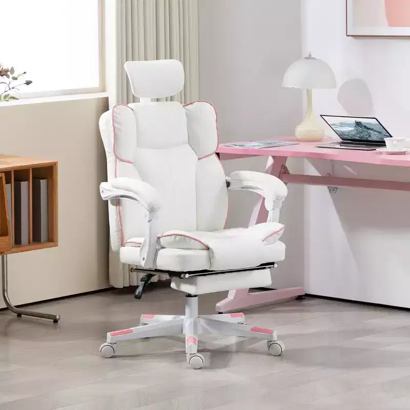 Chaise de bureau en cuir PU, Fauteuil de bureau de direction avec appui-tête, repose-pieds, roulettes pivotantes, chaise d'ordinateur inclinable