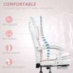 Chaise de bureau en cuir PU, Fauteuil de bureau de direction avec appui-tête, repose-pieds, roulettes pivotantes, chaise d'ordinateur inclinable