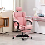 Chaise de bureau en cuir PU, Fauteuil de bureau de direction avec appui-tête, repose-pieds, roulettes pivotantes, chaise d'ordinateur inclinable