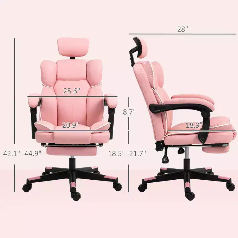 Chaise de bureau en cuir PU, Fauteuil de bureau de direction avec appui-tête, repose-pieds, roulettes pivotantes, chaise d'ordinateur inclinable
