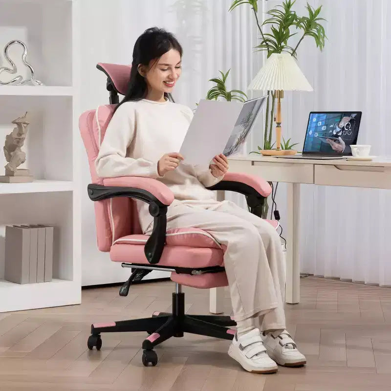 Chaise de bureau en cuir PU, Fauteuil de bureau de direction avec appui-tête, repose-pieds, roulettes pivotantes, chaise d'ordinateur inclinable